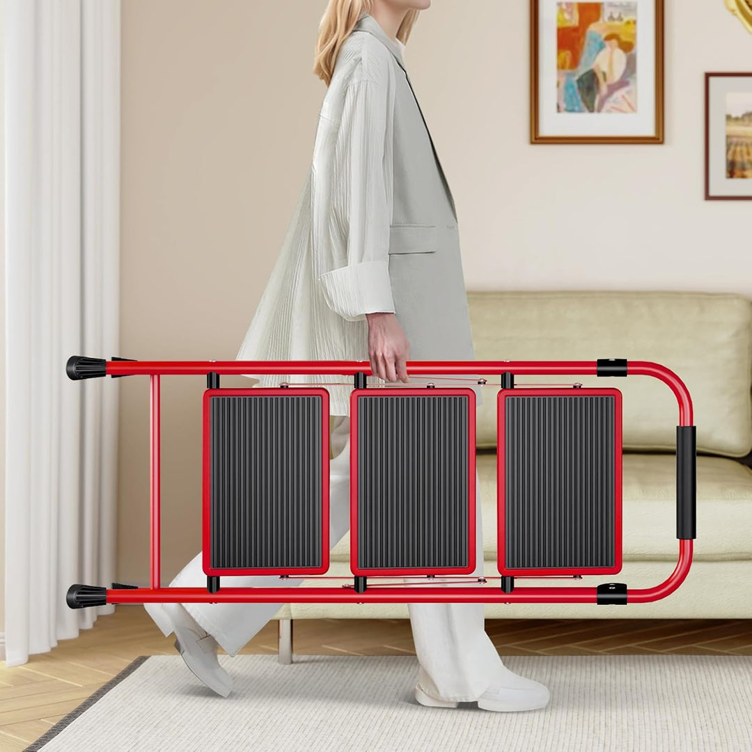 KINGRACK 3 Stufen Leiter, Trittleiter mit Handläufen, Stufenleiter, Klappleiter Tritthocker, Klapptr