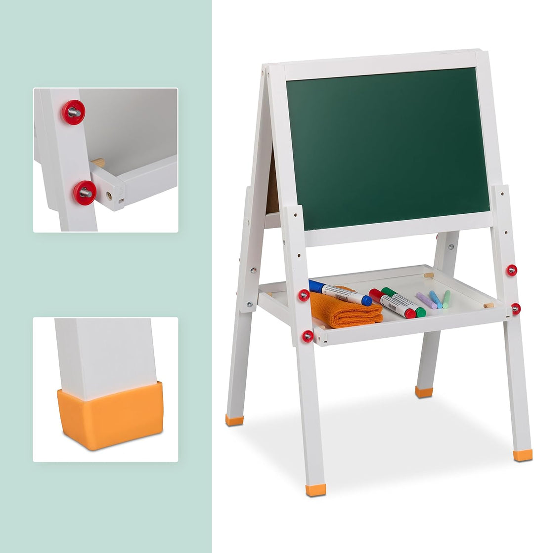 Relaxdays Kinderstandtafel, beidseitig magnetisch, höhenverstellbar, HBT 77x39x44,5 cm, Whiteboard &
