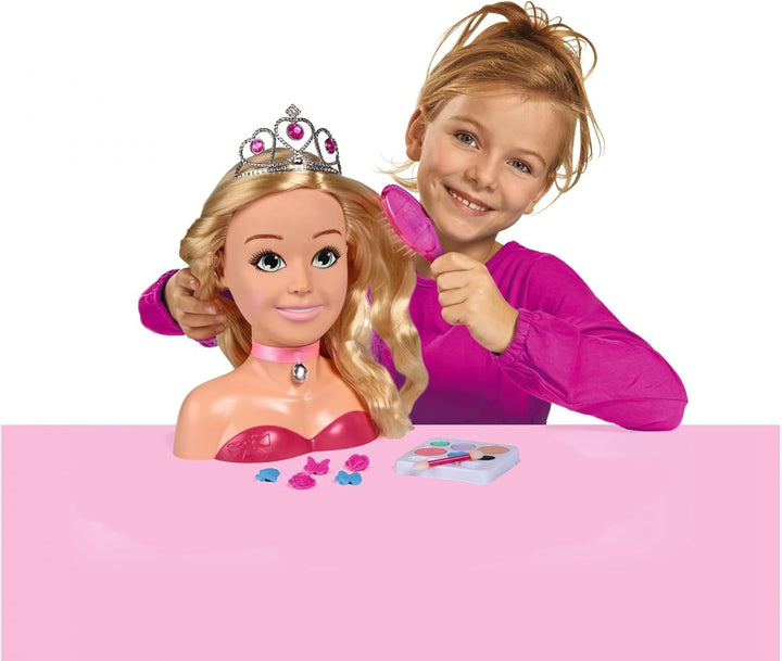 Simba 105560177 - Steffi Love Girls Prinzessin Schmink-& Frisierkopf, Stylingkopf mit Make-Up, 5x Ha