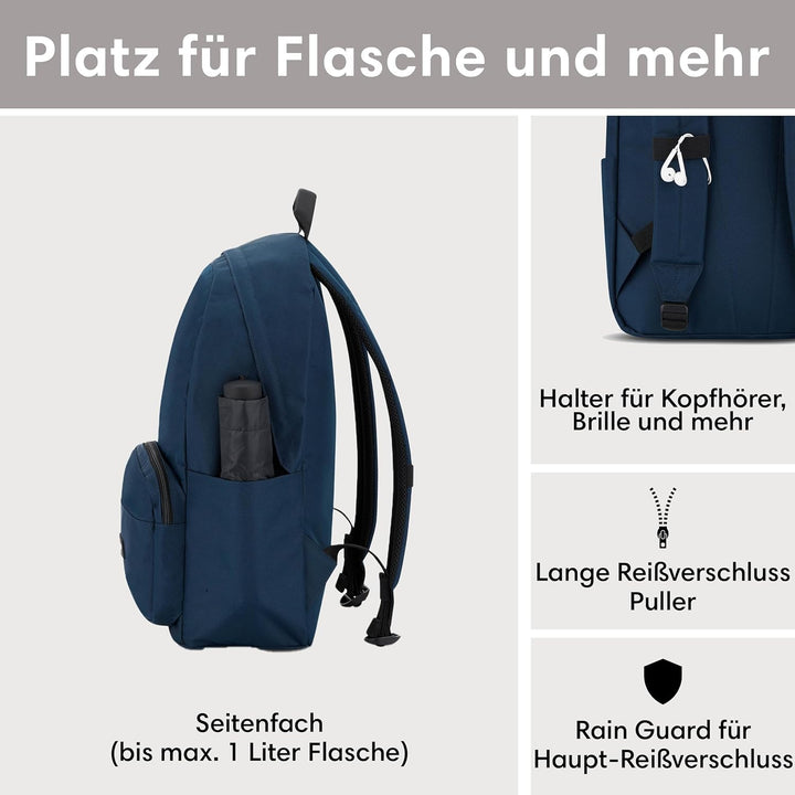 LARKSON Schulrucksack Mädchen & Jungen Teenager - No 3 - Rucksack Damen & Herren für Schule - 16" La
