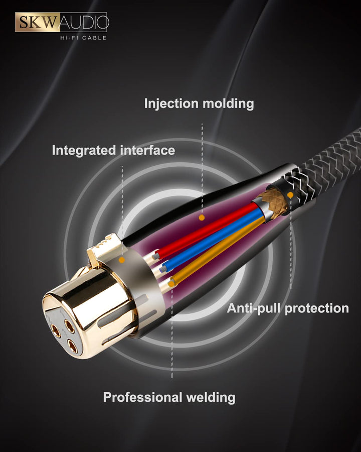 SKW High End Kupfer und Silberlitzendrähte HiFi Balanced XLR Stecker auf XLR Buchse 3 PIN Mikrofonka