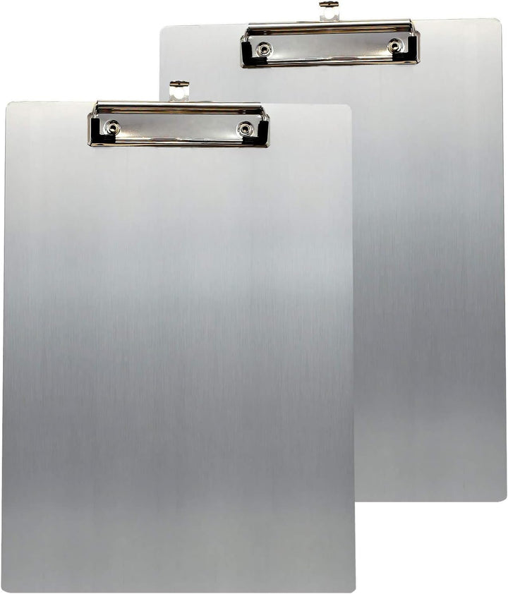 2er Alu Klemmbrett A4 mit gummierter Metalklemme, Schreibbrett DIN A4 mit Aufhängeose, Pad Halter Cl