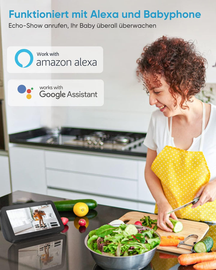 Little elf Überwachungskamera, 2K Babyphone mit Kamera, WLAN IP Kamera mit Bewegungserkennung, Nacht