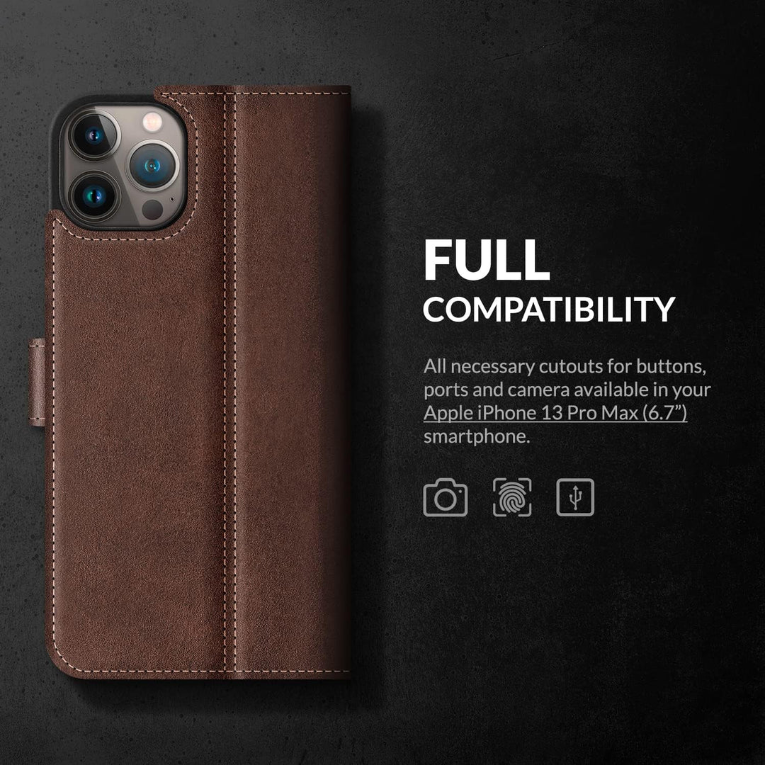 SURAZO Prestige Handyhülle für Apple iPhone 13 Pro Max – Premium Echtleder Hülle Schutzhülle mit [St