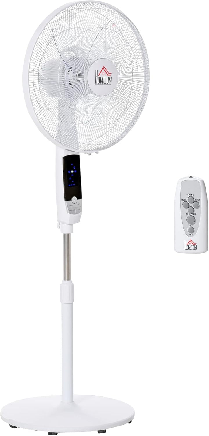 HOMCOM Standventilator 138 cm Ventilator mit 7,5h Timer Fernbedienung höhenverstellbarer Lüfter mit