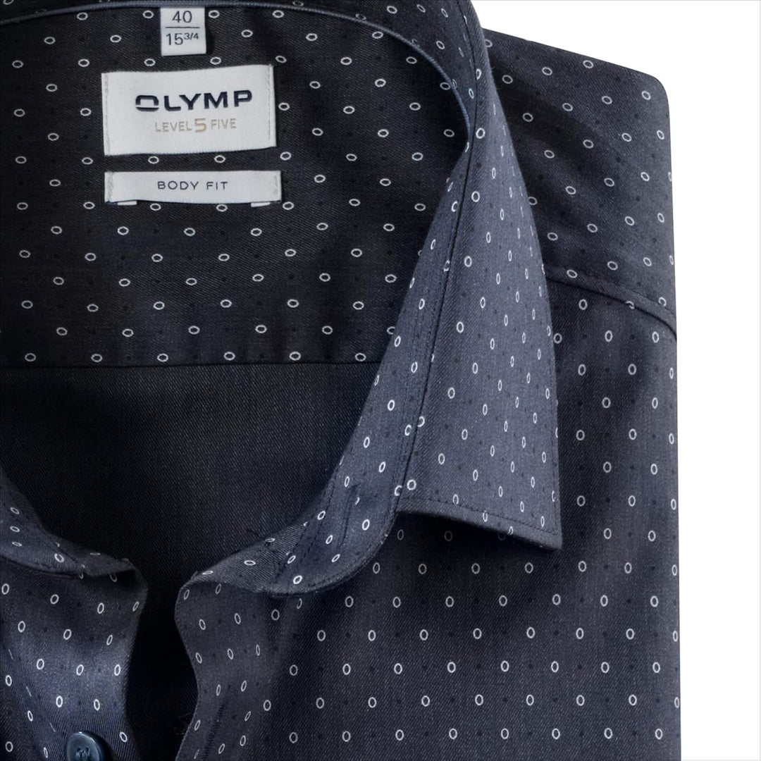 OLYMP Herren Businesshemd Level Five,Rotationsdruck,Body fit,New York Kent-2 38 Dunkelblau, 38 Dunke