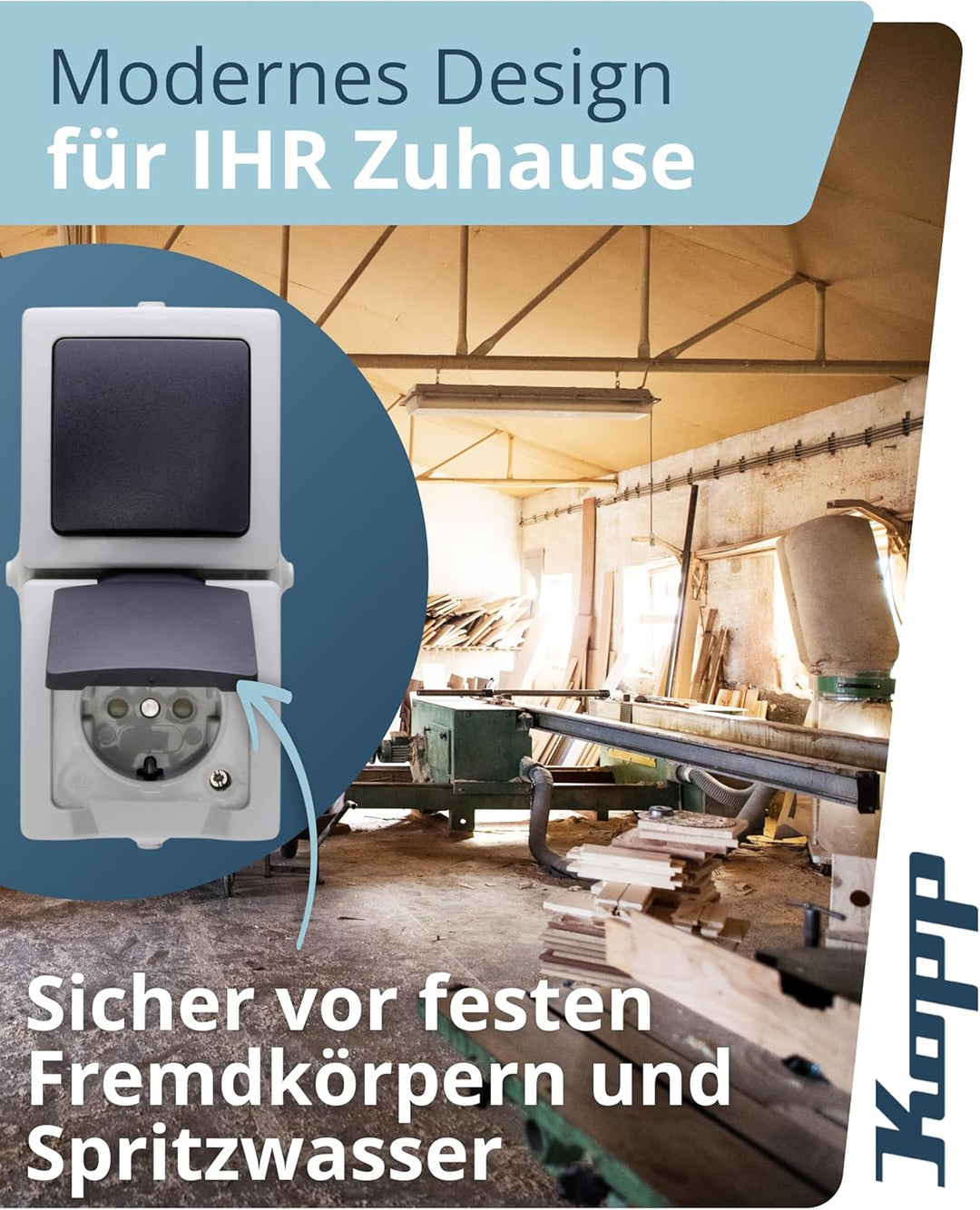 Kopp Nautic Spar-Paket grau: 2X Aus-Wechsel-Schalter + 3X 1-Fach Klappdeckel-Steckdose + 1x 2-Fach K