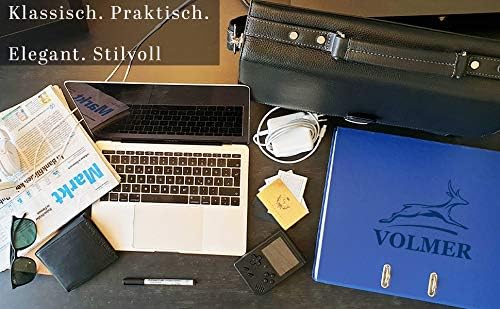 Fa.Volmer® Herren Echt-Leder Business-Tasche für Notebook #Bag16208 in Farbe Braun und Schwarz, Schw