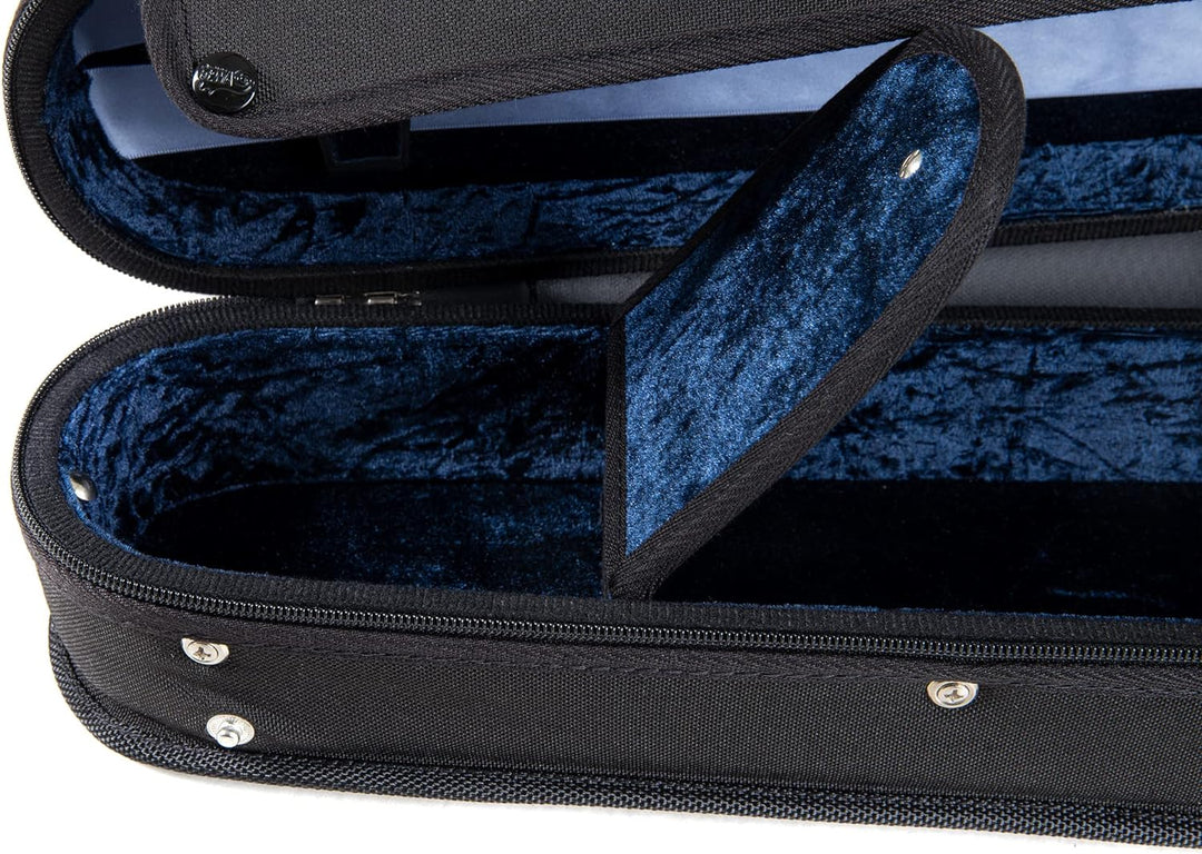 GEWA Violin Formetui Liuteria Concerto, schwarz, innen blau, gepolsterte Schwebelagerung, wasserabwe