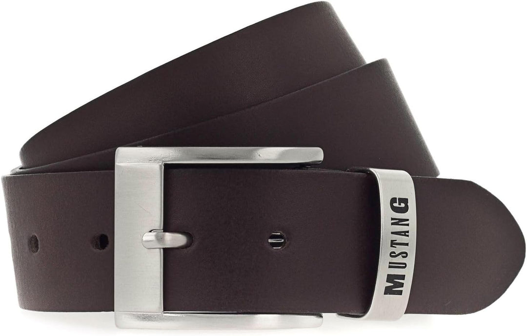 MUSTANG Herren Ledergürtel MG2164L15 40mm Gürtelbreite Schwarz Braun 80-115cm W100 Dark Brown 0691,