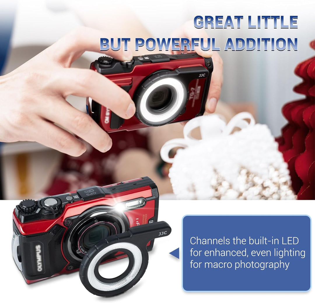 JJC Makro LED Lichtleitring für Olympus Tough TG-7 TG-6 TG-5 TG-4 TG-3 TG-2 TG-1 TG7 TG6 TG5 Kameras