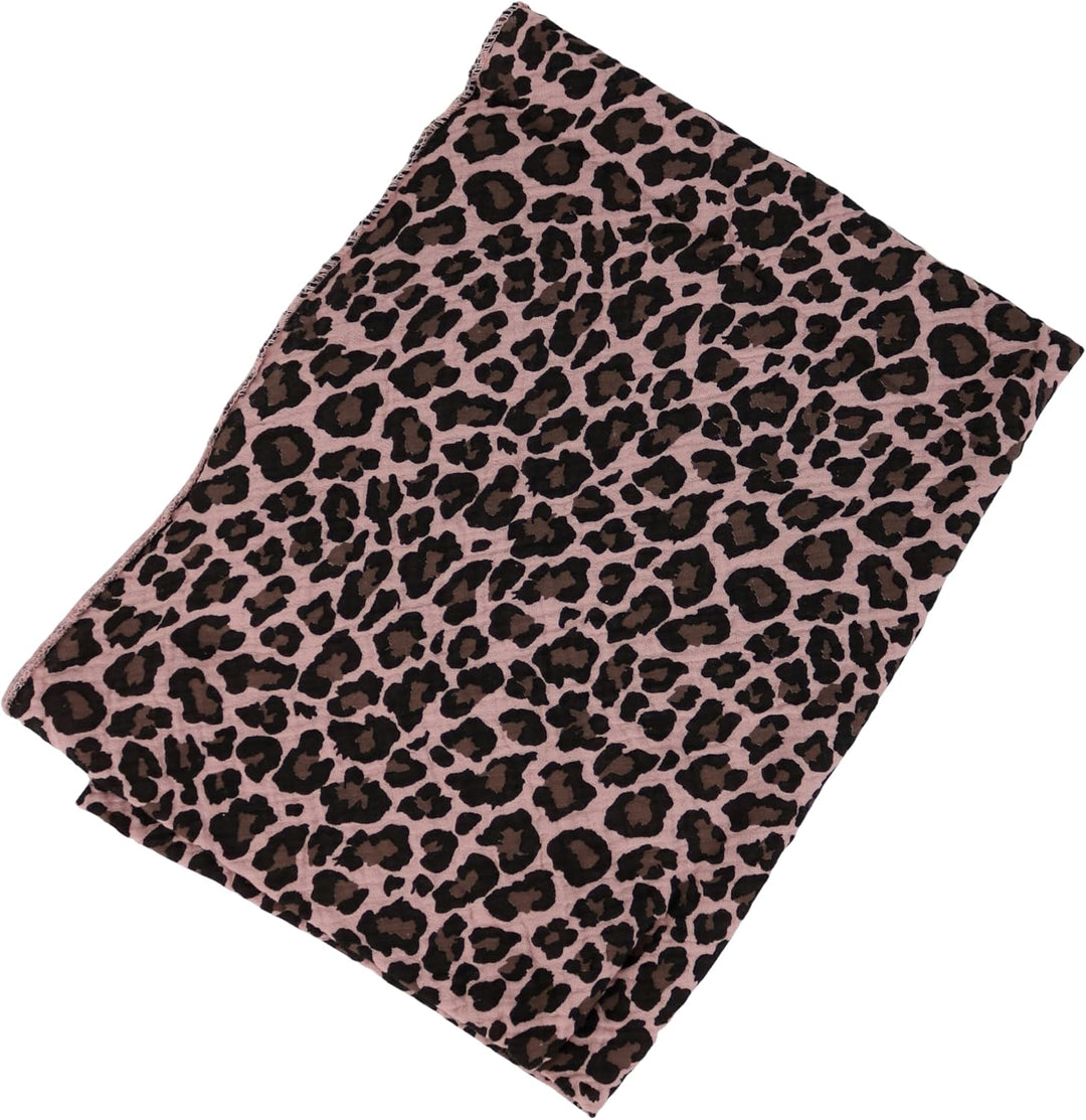 MIRROSI Damen Musselin Halstuch Made in Italy mit Leoprint oder Unifarben – Leichtes Dreieckstuch fü