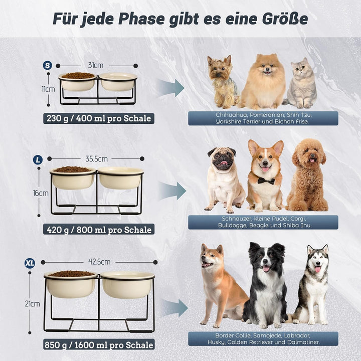 Hunde Napfset Erhöht Hundenapf Keramik - Grosse Hundenäpfe mit Rutschfestem Ständer - Fressnapf Hund