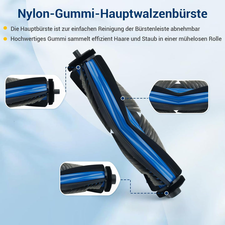 Bluearks 19 Stück Zubehörset für Ecovacs Deebot X8 Pro Omni/X8 Omni Saugroboter, 1 Hauptbürste, 4 Fi