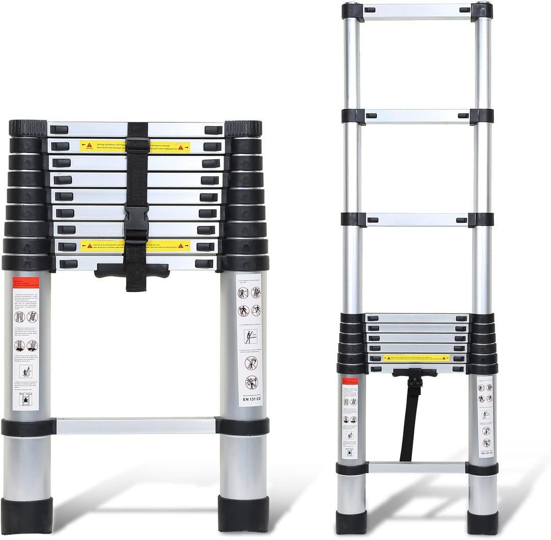 Ansobea Teleskopleiter Aluminiumleiter Ausziehbar Leiter Maximale Tragkraft von 150kg Ausziehleiter