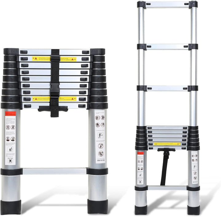 Ansobea Teleskopleiter Aluminiumleiter Ausziehbar Leiter Maximale Tragkraft von 150kg Ausziehleiter