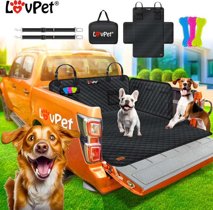 Lovpet Kofferraumschutz mit Seiten- und Ladekantenschutz Hundedecke fΓΌr Auto-RΓΌckbank mit Sichtfenst
