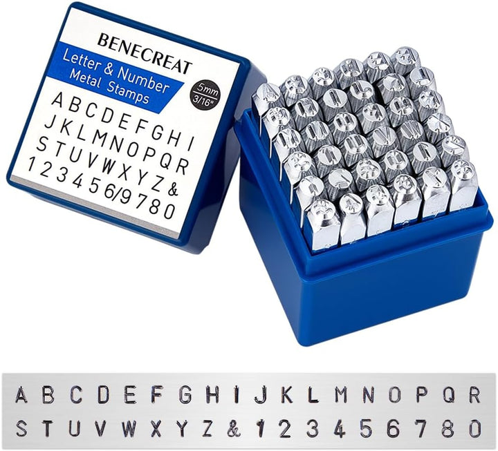 BENECREAT 36 Pack 5mm Alphabet und arabischen Ziffern Briefmarken, Metall Punch Stempel Stanzwerkzeu