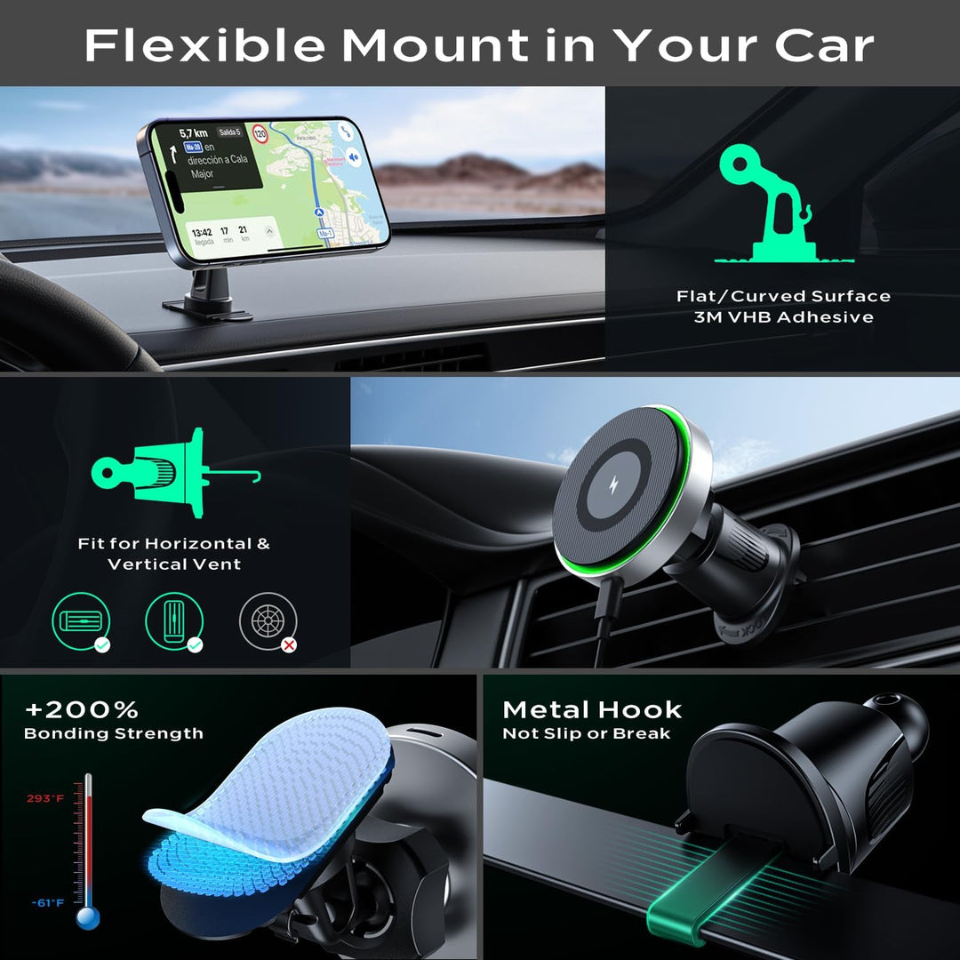 Mag-Safe Handyhalterung Auto mit Ladefunktion, Hinyx Autohalterung LadegerÀt Magnet Zubehör, Handyha