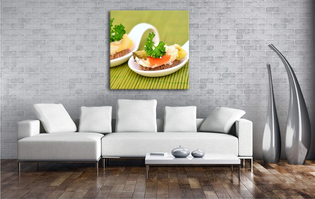 deyoli kreatives Essen im Format: 70x70 als Leinwandbild, Motiv fertig gerahmt auf Echtholzrahmen, H