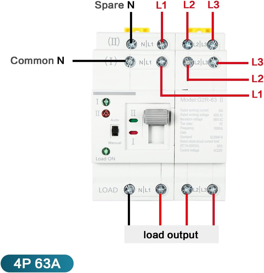 DEWIN Transferschalter, automatischer Transferschalter G2R 63A DIN-Schiene ATS Dual Power Automatisc