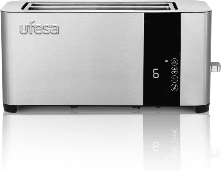 Ufesa Duo Plus Delux Toaster 2 Scheiben aus Edelstahl, LCD-Digitalbildschirm, 1400 W, Toaster Langsc