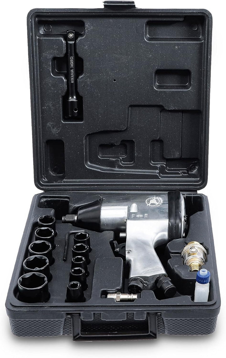 BGS Diy 3211 | Druckluft-Schlagschrauber mit Werkzeugsatz | 12,5 mm (1/2") | 312 Nm | 16-tlg.