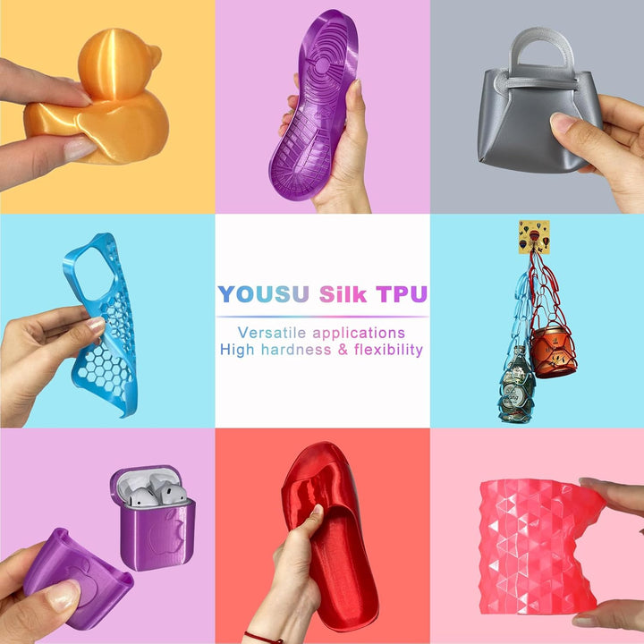 YOUSU Silk TPU Filament 1,75 mm, flexibles 95A TPU 3D-Drucker-Filament, 1-kg-Spule, Massgenauigkeit