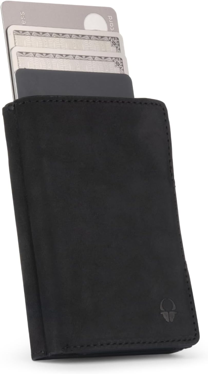 DONBOLSO Wallet Flip Slim mit Flipcase Leder Geldbeutel mit RFID Schutz Schmale Geldbörse mit Platz