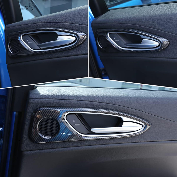 4 x Carbon Fiber Style ABS Kunststoff für Giulia 2017 2018 2019 2020 Auto Chrom Innenraum Türgriff R