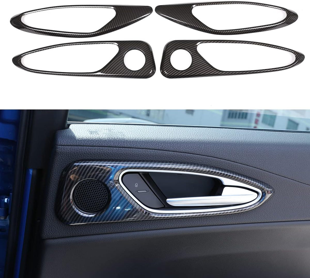 4 x Carbon Fiber Style ABS Kunststoff für Giulia 2017 2018 2019 2020 Auto Chrom Innenraum Türgriff R