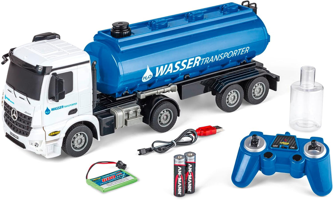 Carson 500907665 1:26 MB Arocs Wassertransporter 100% RTR - Ferngesteuertes Fahrzeug, Lastwagen mit