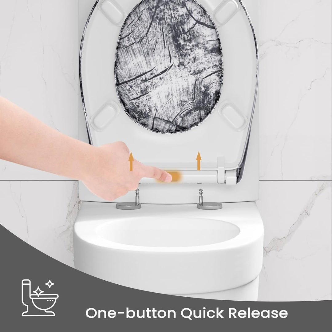 WOLTU Toilettendeckel, WC Sitz mit Absenkautomatik, Klodeckel Klobrille mit Quick-Release-Funktion,