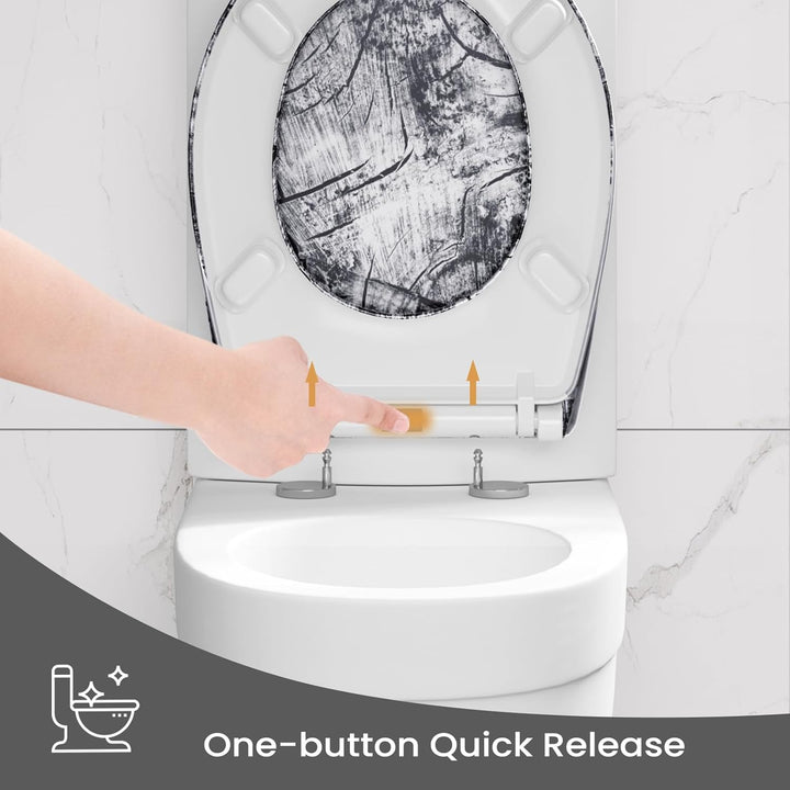 WOLTU Toilettendeckel, WC Sitz mit Absenkautomatik, Klodeckel Klobrille mit Quick-Release-Funktion,