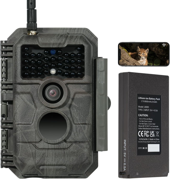 GardePro E6P Wildkamera WLAN, Wiederaufladbare 8000mAh Batterie 64MP 1296P, Wildtierkamera mit beweg