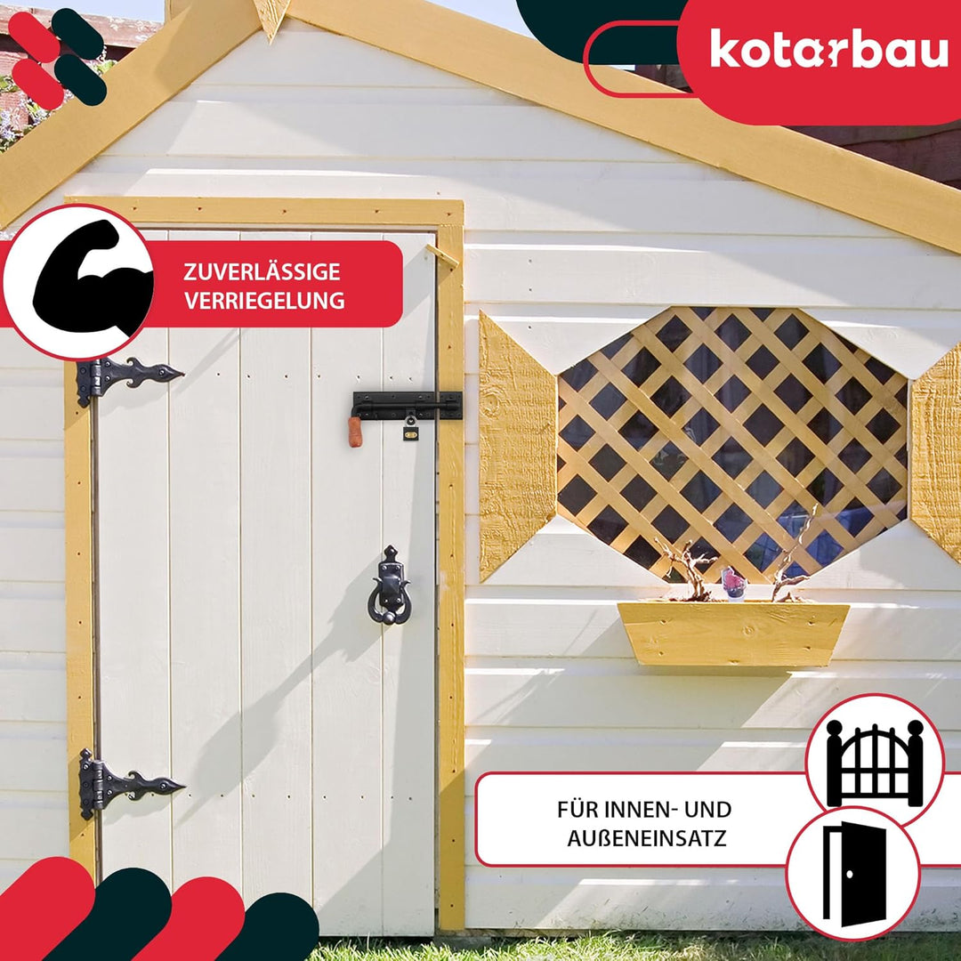 KOTARBAU® Torriegel 280mm Rechts Links Set 2St. mit Vorhängeschloss Türriegel Bolzenriegel Schlossri