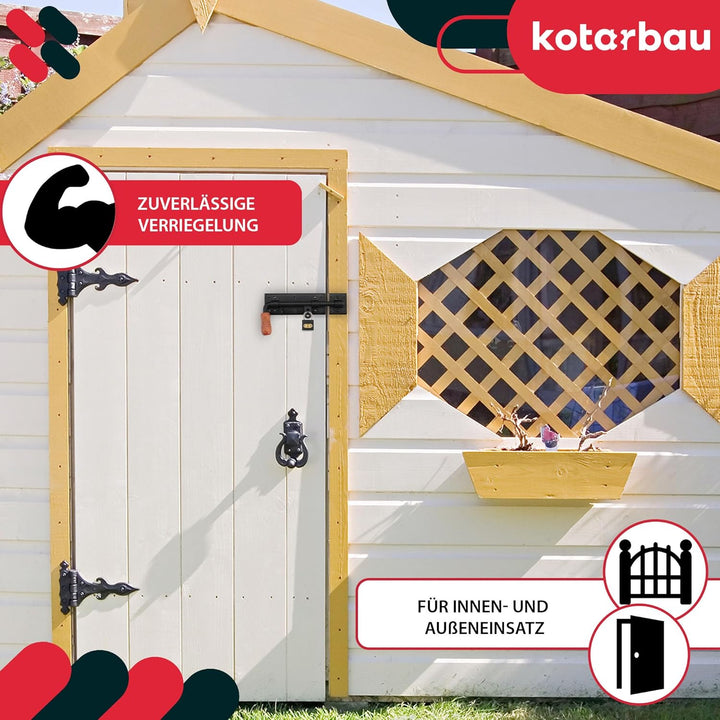 KOTARBAU® Torriegel 280mm Rechts Links Set 2St. mit Vorhängeschloss Türriegel Bolzenriegel Schlossri