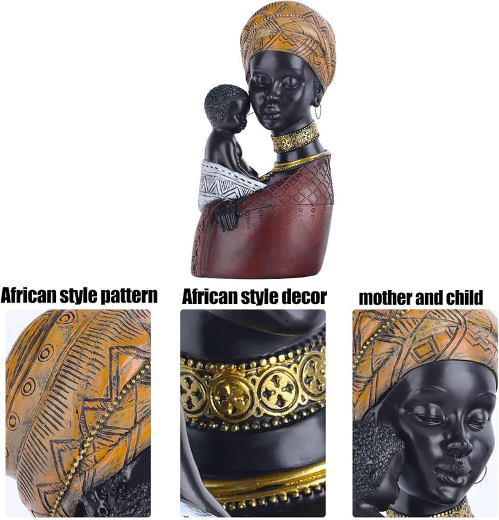Home Decor Afrikanische Kunst Skulpturen, afrikanische Frau und Sohn Statue, Schwarze Statuen afrika