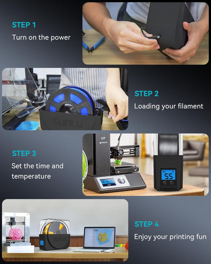 SUNLU Filament Trockner Box mit Ventilator für 3D Drucker Filament, Upgarded S1 PLUS Filament Trocke