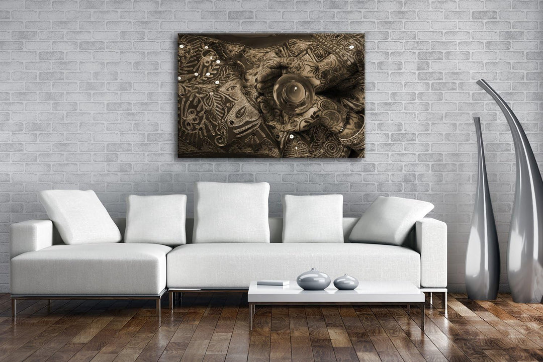deyoli religiöse Körperbemalung Format: 80x60 Effekt: Sepia als Leinwand, Motiv fertig gerahmt auf E