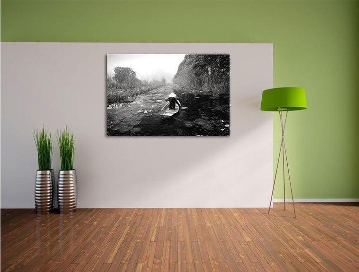 Pixxprint Yen-Stream Vietnam als Leinwandbild/Grösse: 100x70 / Wandbild/Kunstdruck/fertig bespannt,