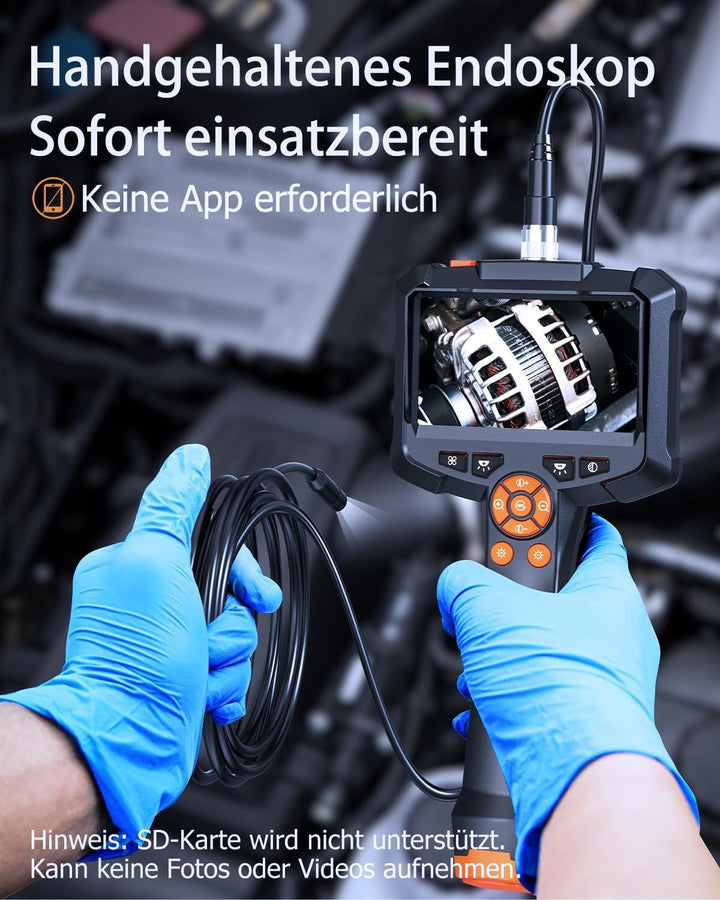 Endoskopkamera mit Licht, AOPICK 4.3" IPS Bildschirm Endoskop mit 10M Halbstarres Kabel, 8mm IP67 wa