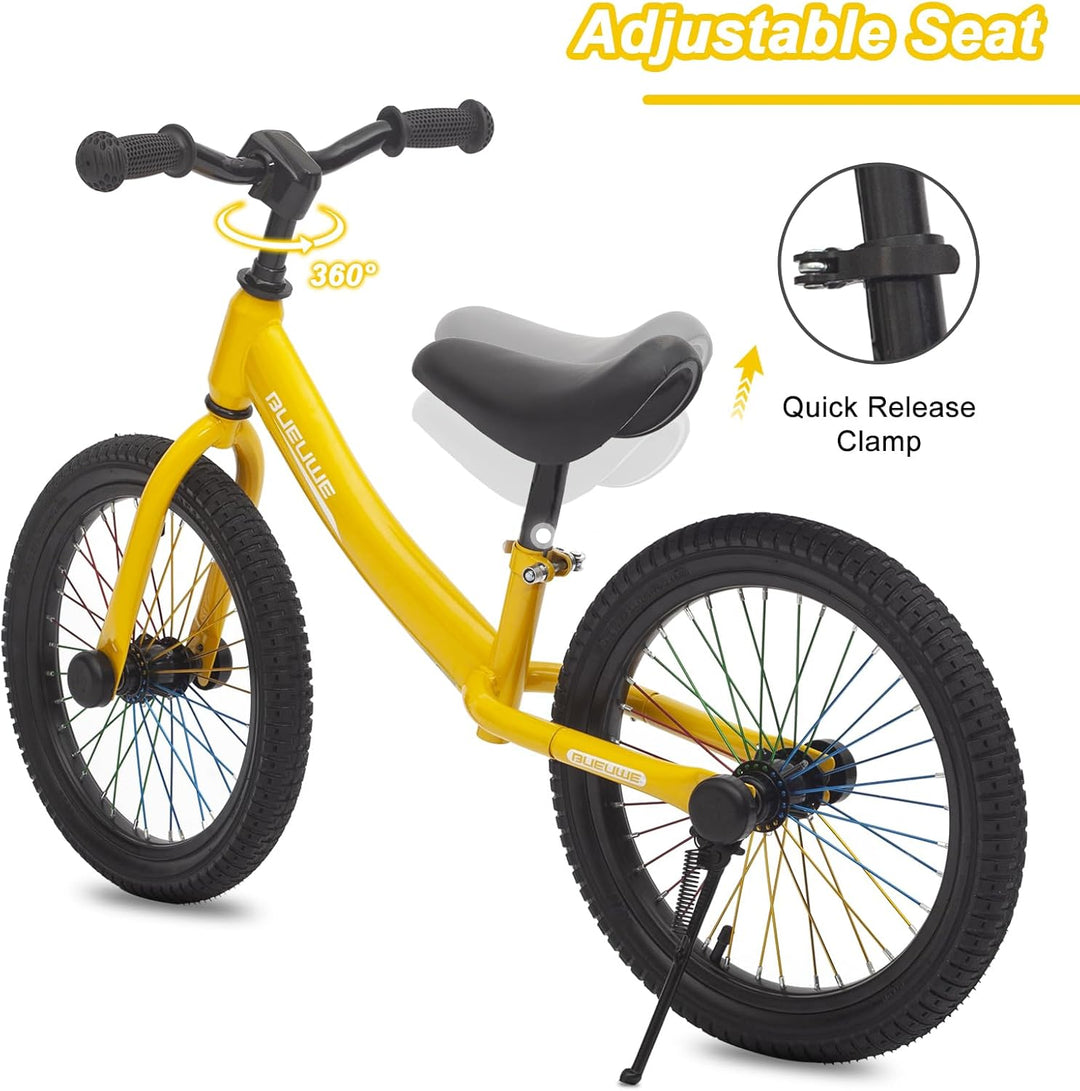 Bueuwe Kinder Laufrad 16 Zoll ab 4-7 Jahre für Mädchen und Junge, Kinderlaufrad mit Verstellbarem Sa