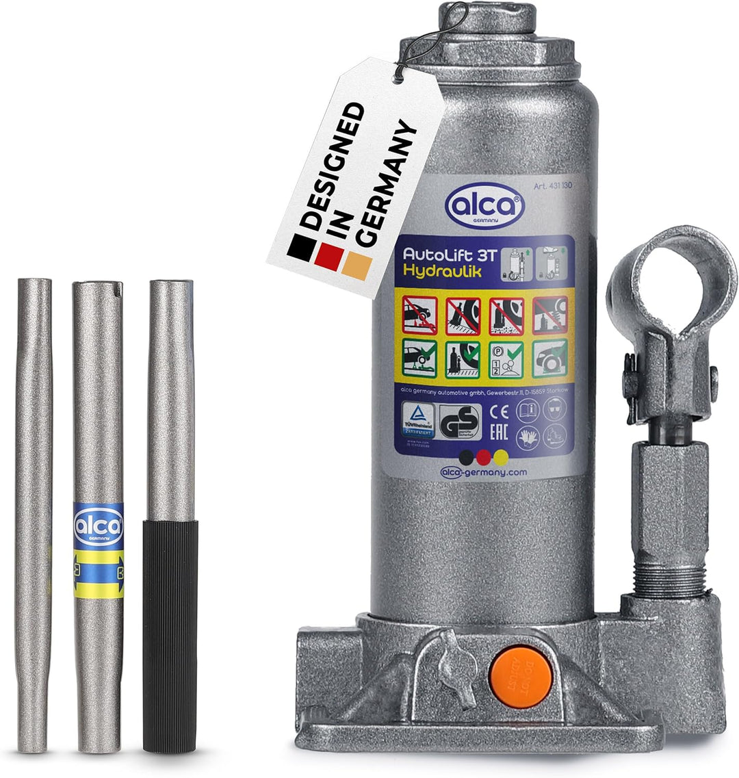 alca® Unterstellheber hydraulisch Wagenheber 3t Stempel-Wagenheber für SUV/PKW Hubhöhe 19,5-38cm