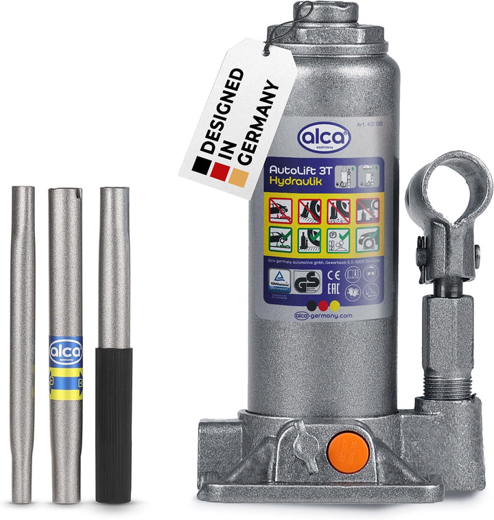 alca® Unterstellheber hydraulisch Wagenheber 3t Stempel-Wagenheber für SUV/PKW Hubhöhe 19,5-38cm