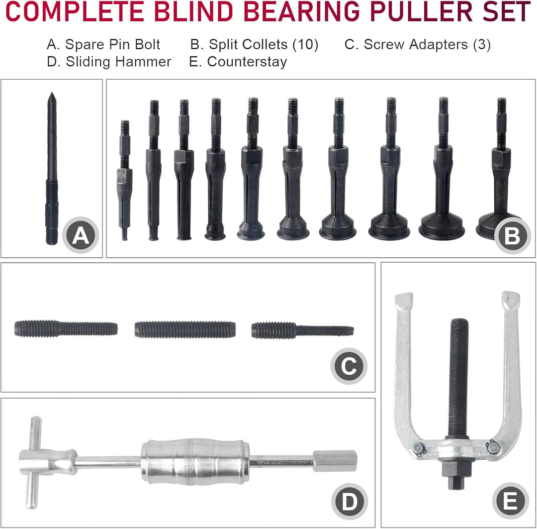 DAYUAN 16 TLG. Innenlager Abzieher Grundloch Lagerabzieher Werkzeug mit Gleithammer Satz