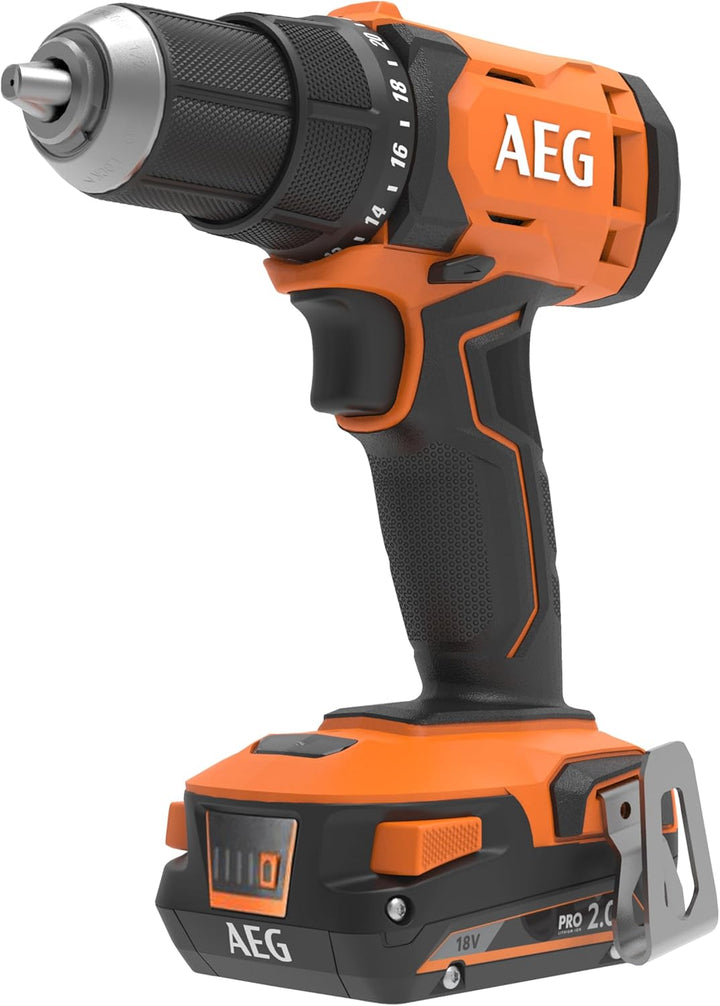 AEG 18 V Pro18V Akku-Bohrschrauber, BS18G4-202C, Drehmoment 60 Nm, inkl. 2 x 18 V 2,0 Ah Akkus und L