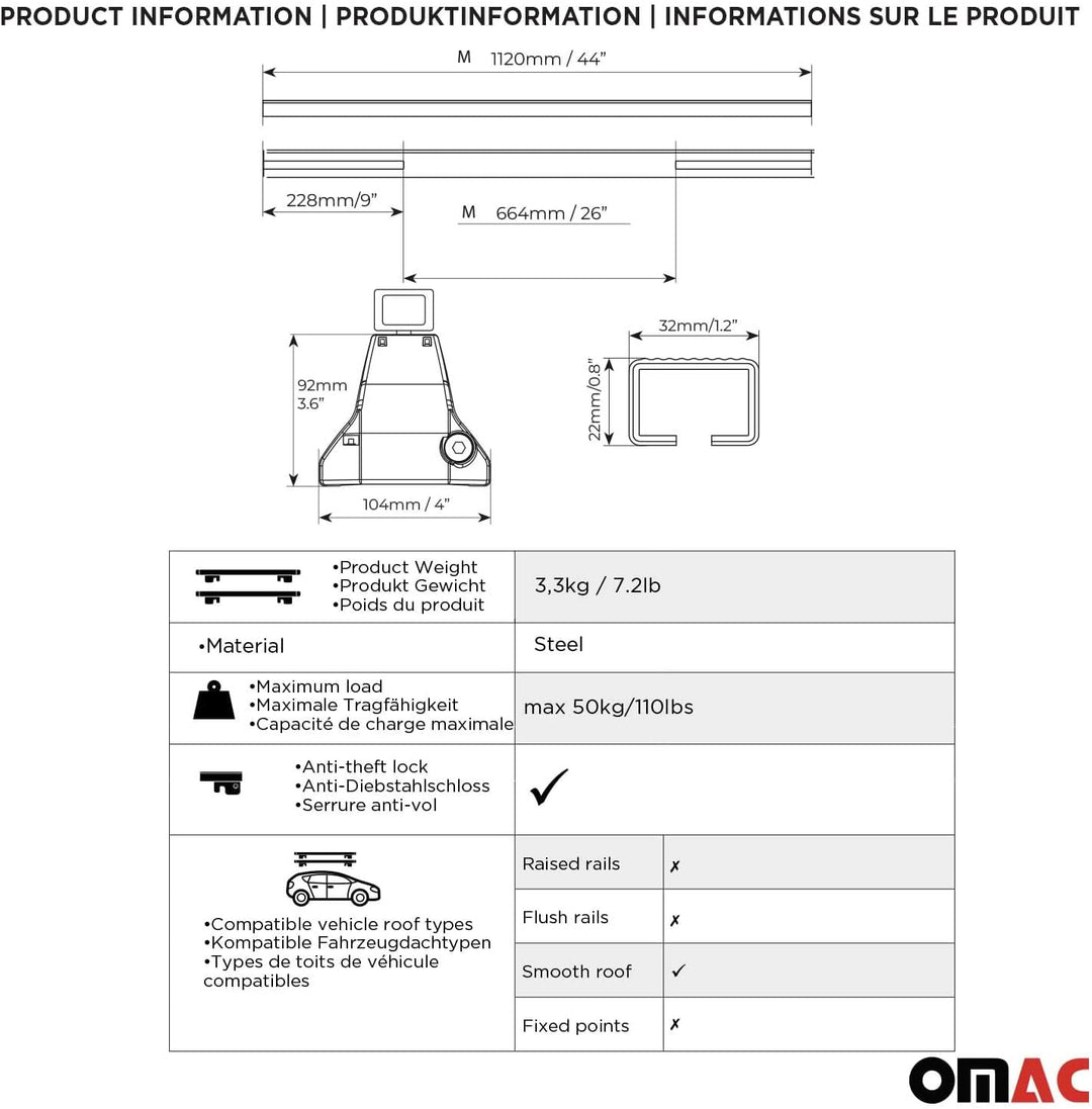 Menabo Dachträger kompatibel mit Mercedes C-Klasse W206 2021-2023 Gepackträger Silber 2X TÜV, Silber
