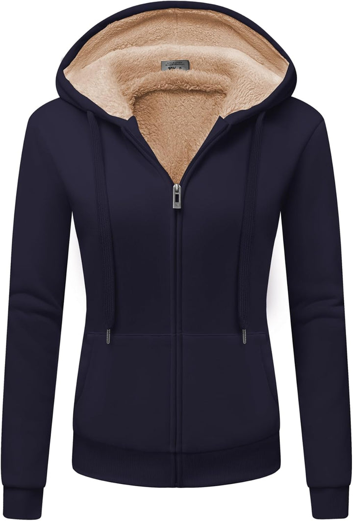 LLdress Sweatjacke Damen Fleecejacke mit Kapuze Hoodie für Frau Basic Kapuzenjacke mit Reissverschlu