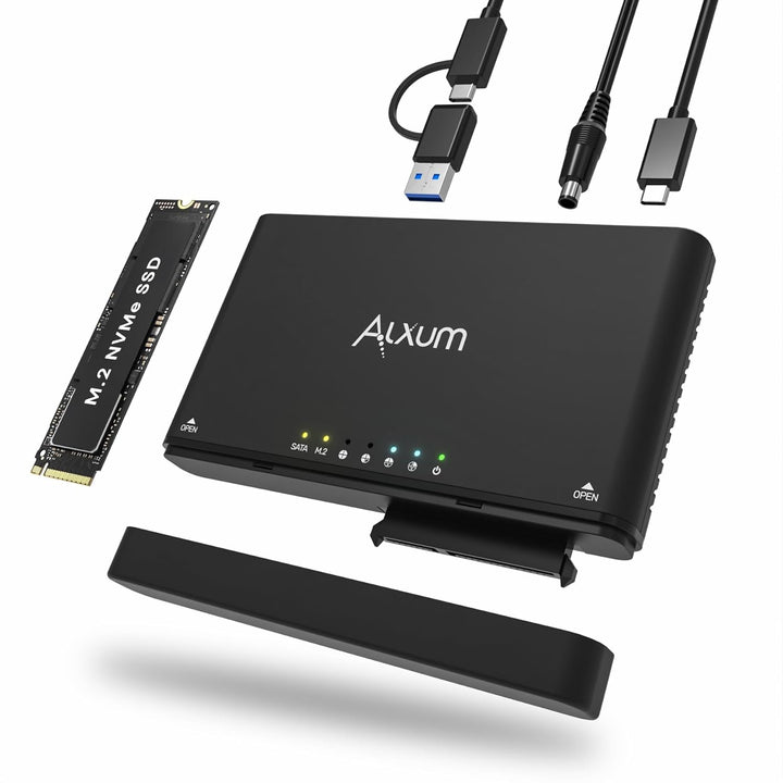 Alxum M.2 NVME Gehäuse und SATA USB Adapter mit Offline Klon,USB 3.2 Typ C 10Gbps M.2 to SATA Festpl